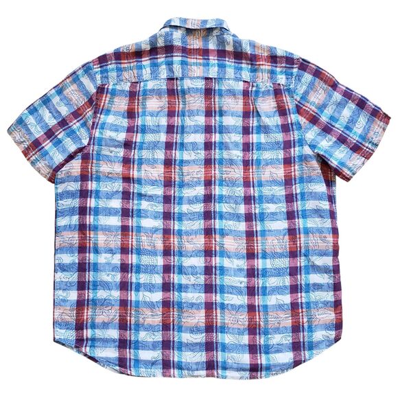 Tommy Bahama Hawaiian Shirt Mens XL Blue Floral 100% Linen Short Sleeve Button - Picture 8 of 9